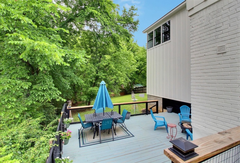 This one has room for chairs and firepit. 3 DECKS!!!