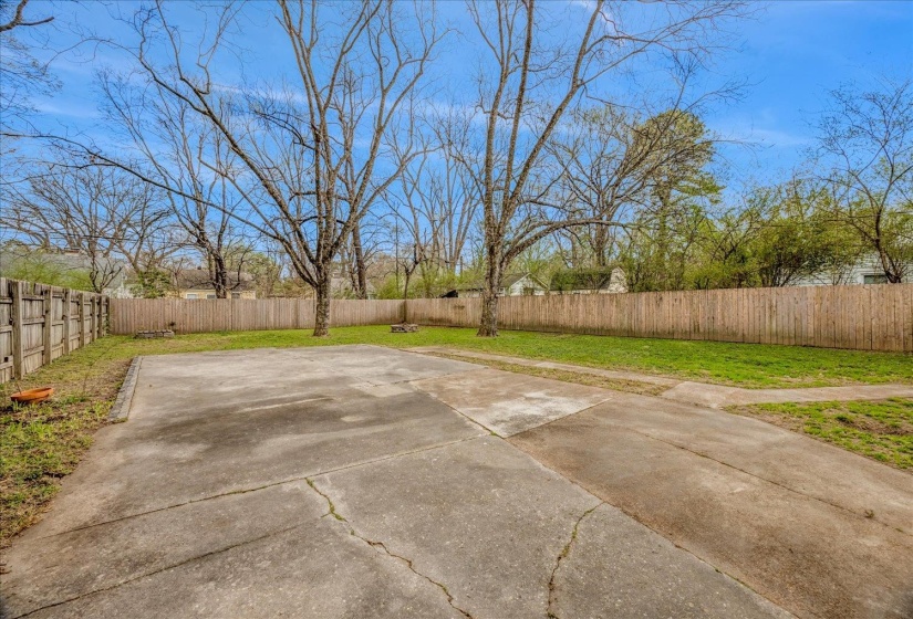 View of fenced backyard