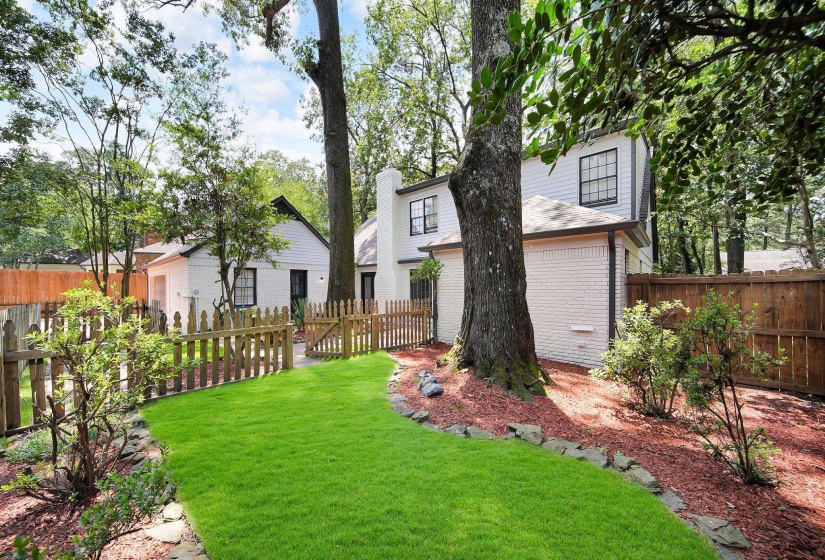 View of fenced backyard