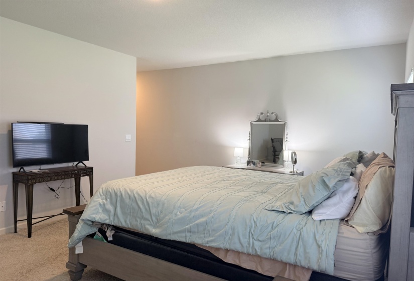 Neutral wall tones complementing soft carpet flooring