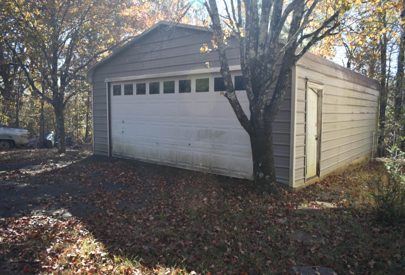 View of detached garage