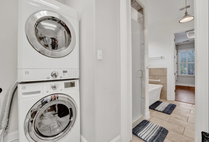 Built-in stacked washer and dryer unit