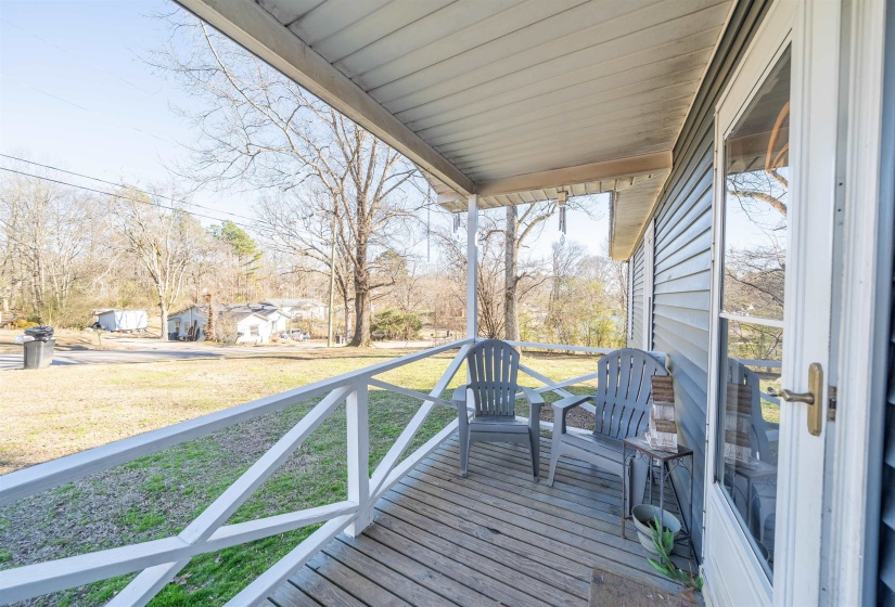 Wooden deck with a yard