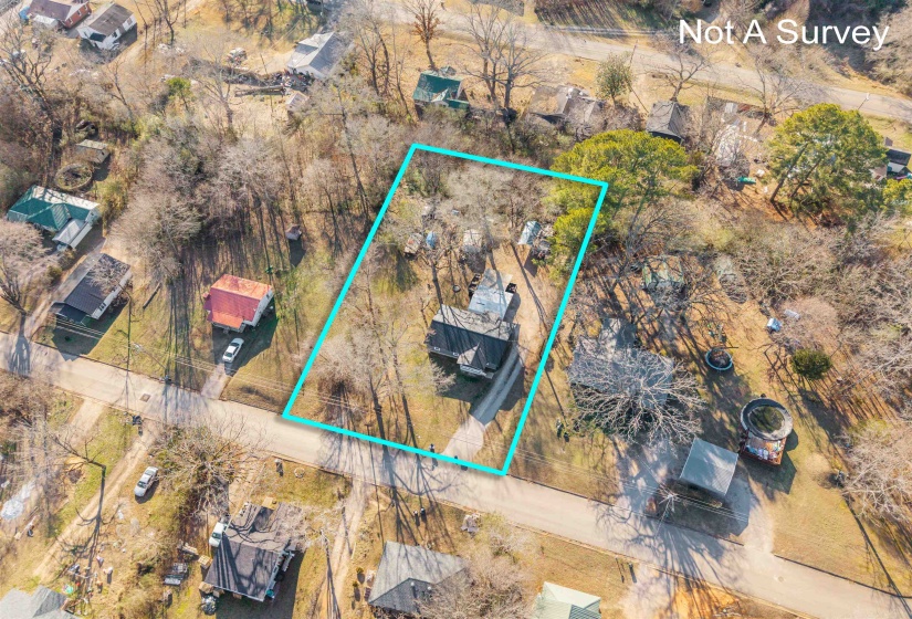 Aerial view of property's location with property boundaries highlighted