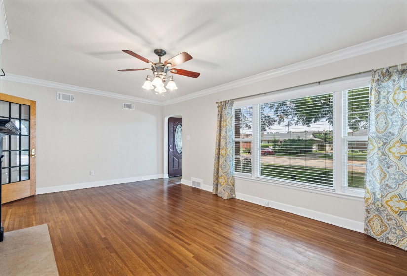 Bright living with lots of natural light.